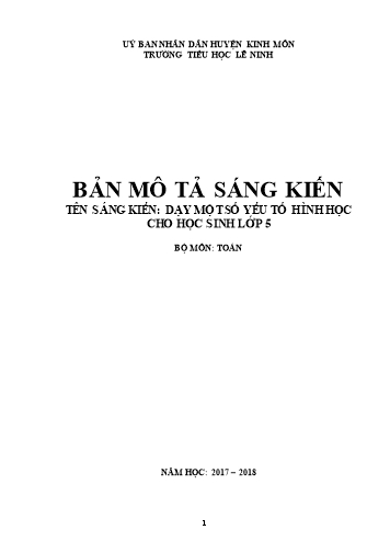 Sáng kiến kinh nghiệm Dạy một số yếu tố hình học cho học sinh Lớp 5