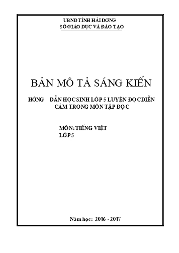 Sáng kiến kinh nghiệm Hướng dẫn học sinh Lớp 5 luyện đọc diễn cảm trong môn Tập đọc