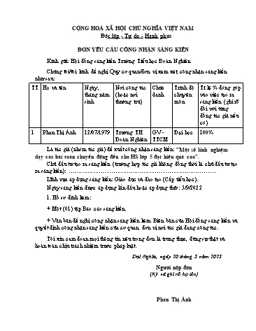 Sáng kiến kinh nghiệm Một số kinh nghiệm dạy các bài toán chuyển động đều cho học sinh Lớp 5 đạt hiệu quả