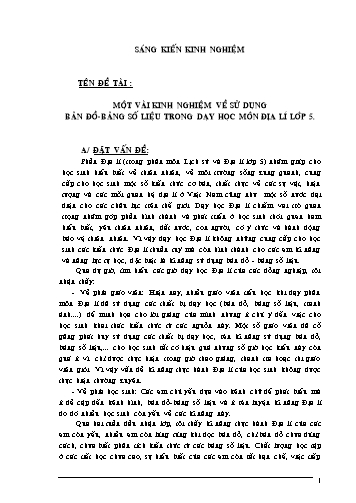 Sáng kiến kinh nghiệm Một vài kinh nghiệm về sử dụng bản đồ - Bảng số liệu trong dạy học môn Địa lí Lớp 5
