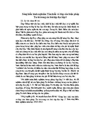 SKKN Tìm hiểu vẻ đẹp của biện pháp Tu từ trong các bài tập đọc Lớp 5