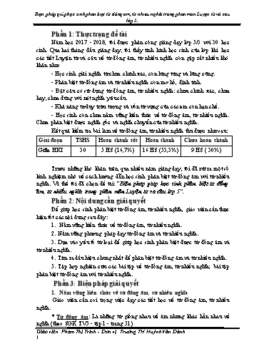 Sáng kiến kinh nghiệm Biện pháp giúp học sinh phân biệt từ đồng âm, từ nhiều nghĩa trong phân môn Luyện từ và câu Lớp 5