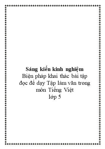Sáng kiến kinh nghiệm Biện pháp khai thác bài tập đọc để dạy Tập làm văn trong môn Tiếng Việt Lớp 5