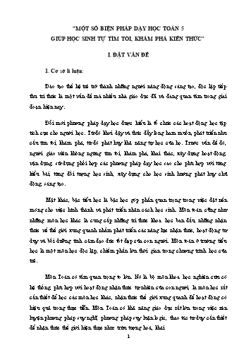 Sáng kiến kinh nghiệm Một số biện pháp dạy học toán Lớp 5 giúp học sinh tự tìm tòi, khám phá kiến thức