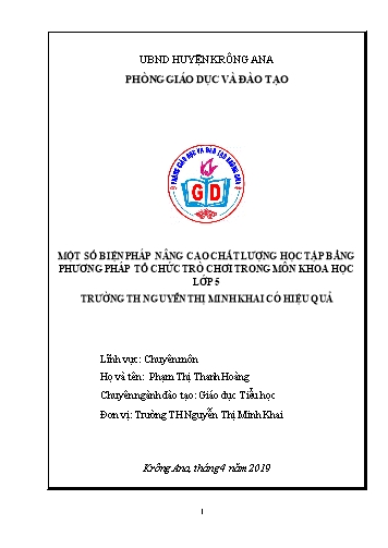 Sáng kiến kinh nghiệm Một số biện pháp nâng cao chất lượng học tập bằng phương pháp tổ chức trò chơi trong môn Khoa học Lớp 5