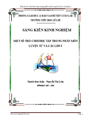 Sáng kiến kinh nghiệm Một số trò chơi học tập trong phân môn Luyện từ và câu Lớp 5