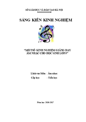 Sáng kiến kinh nghiệm Một vài kinh nghệm giảng dạy Âm nhạc cho học sinh Lớp 5