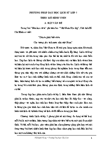 Sáng kiến kinh nghiệm Phương pháp dạy học Lịch sử Lớp 5 theo mô hình VNEN